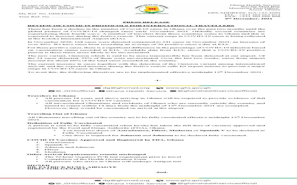 REVIEWOF COVID-19 PROTOCOLS FOR INTERNATIONAL TRAVELLERS
